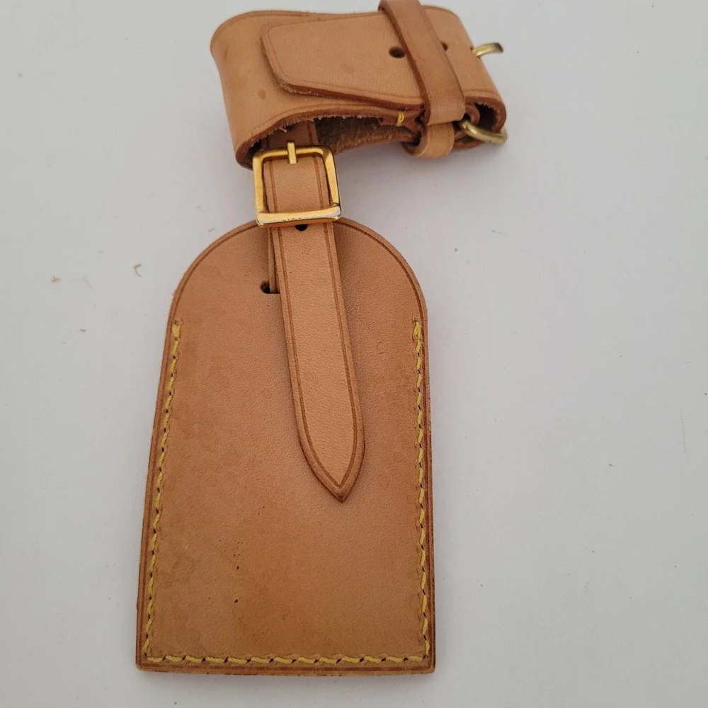 Louis Vuitton Vachetta Leather Luggage Tag and Poignet Set Made in France